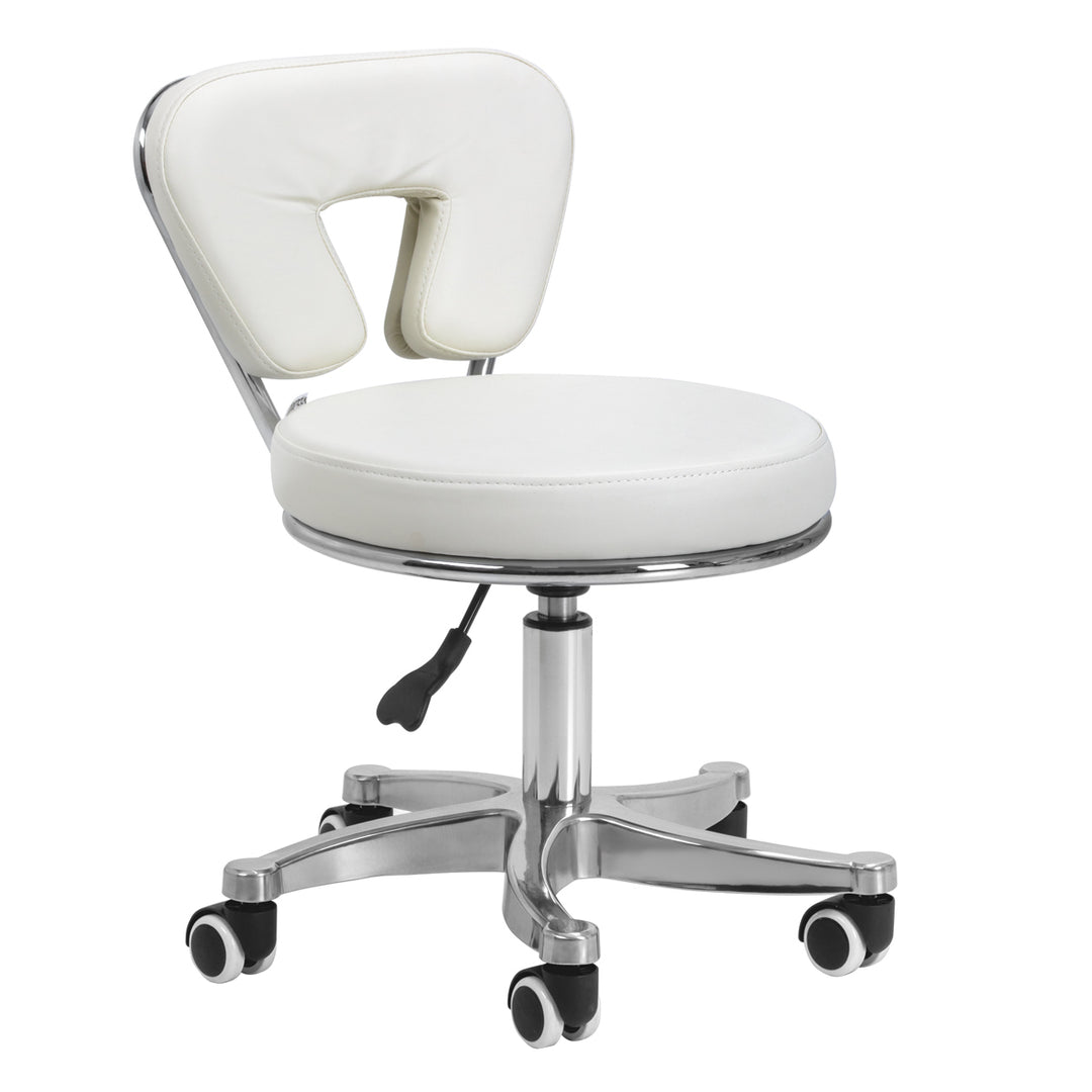 Taburete con Ruedas y Respaldo 9266 Blanco