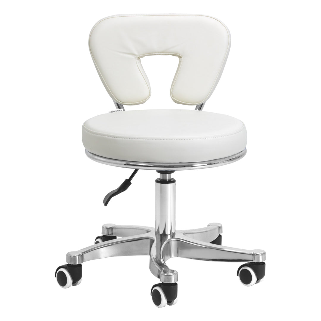 Taburete con Ruedas y Respaldo 9266 Blanco - imagen 2