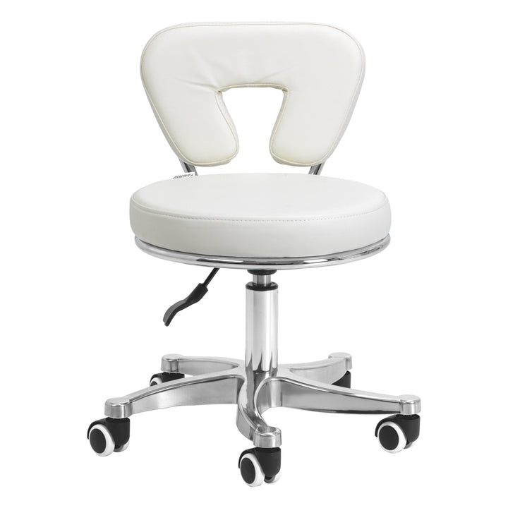 Taburete con Ruedas y Respaldo 9266 Blanco - imagen 2