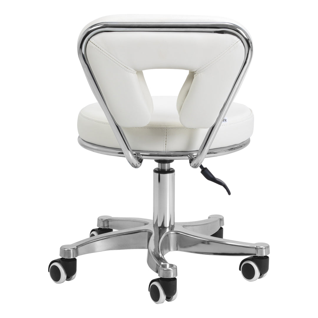 Taburete con Ruedas y Respaldo 9266 Blanco - imagen 3