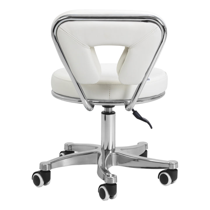 Taburete con Ruedas y Respaldo 9266 Blanco - imagen 3