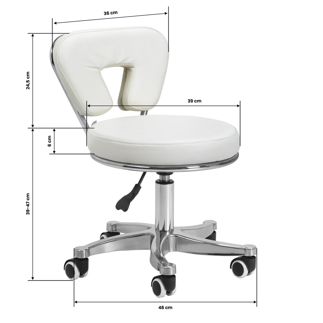 Taburete con Ruedas y Respaldo 9266 Blanco - imagen 8