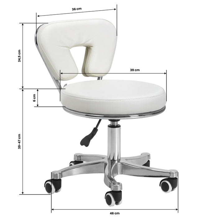 Taburete con Ruedas y Respaldo 9266 Blanco - imagen 8
