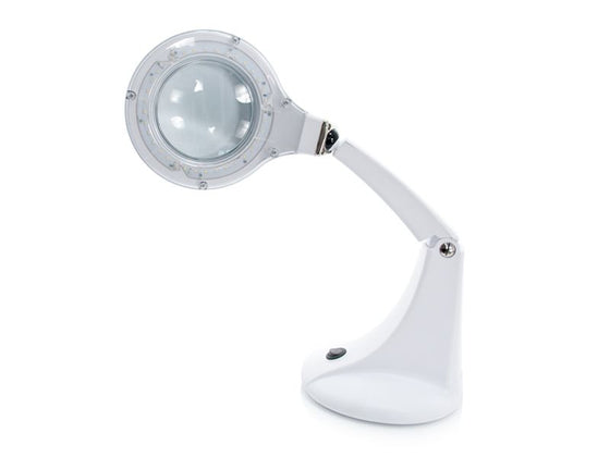 Lámpara Lupa LED 30 SMD 5D con Pie Elegante Mini Blanca