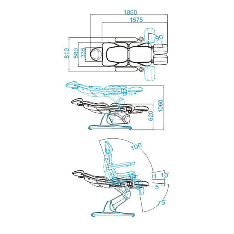 Sillón Estético Eléctrico Azzurro 870S 3 Motores Pedi Blanco - imagen 10