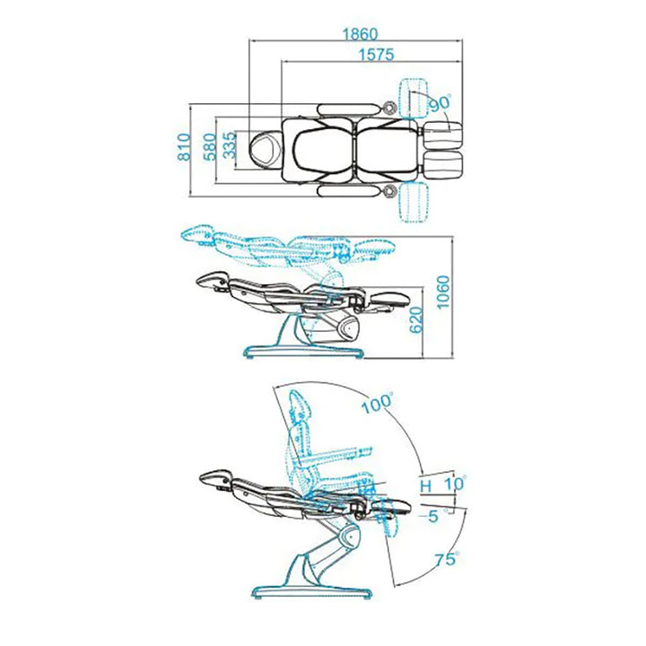Sillón Estético Eléctrico Azzurro 870S 3 Motores Pedi Blanco - imagen 10