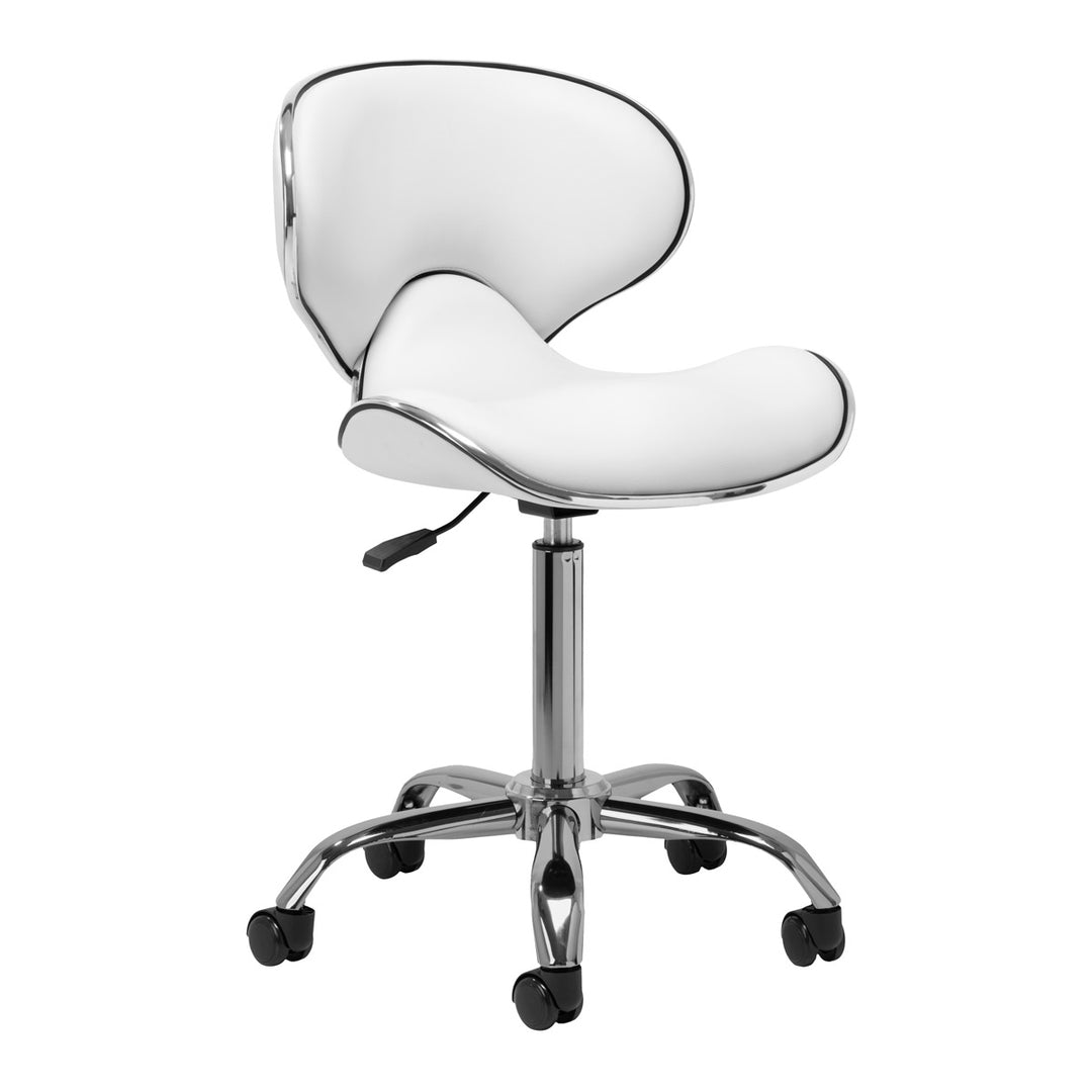 Taburete Ergonómico con Ruedas y Respaldo Gabbiano Q-4599 Blanco