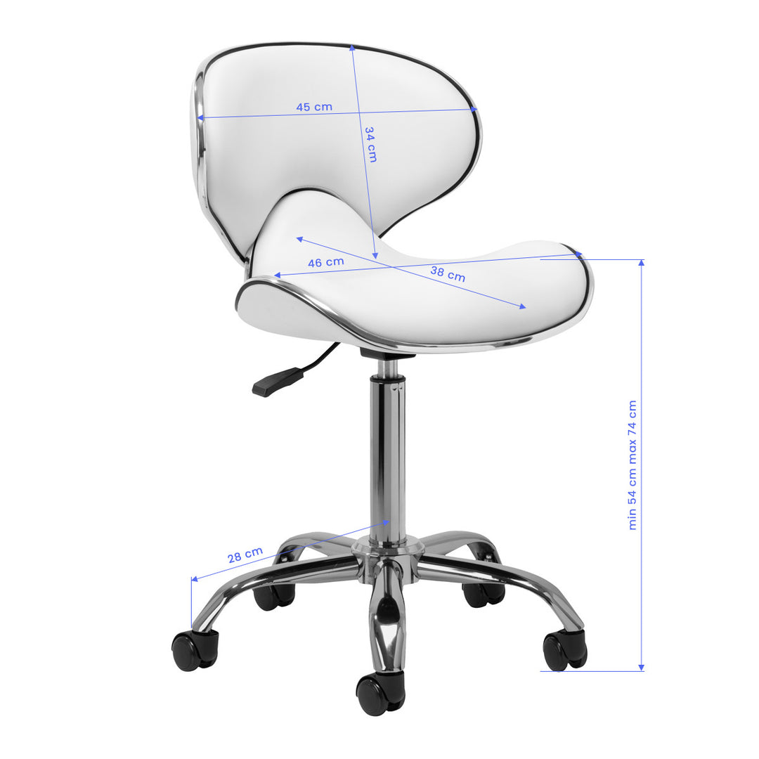Taburete Ergonómico con Ruedas y Respaldo Gabbiano Q-4599 Blanco - imagen 8
