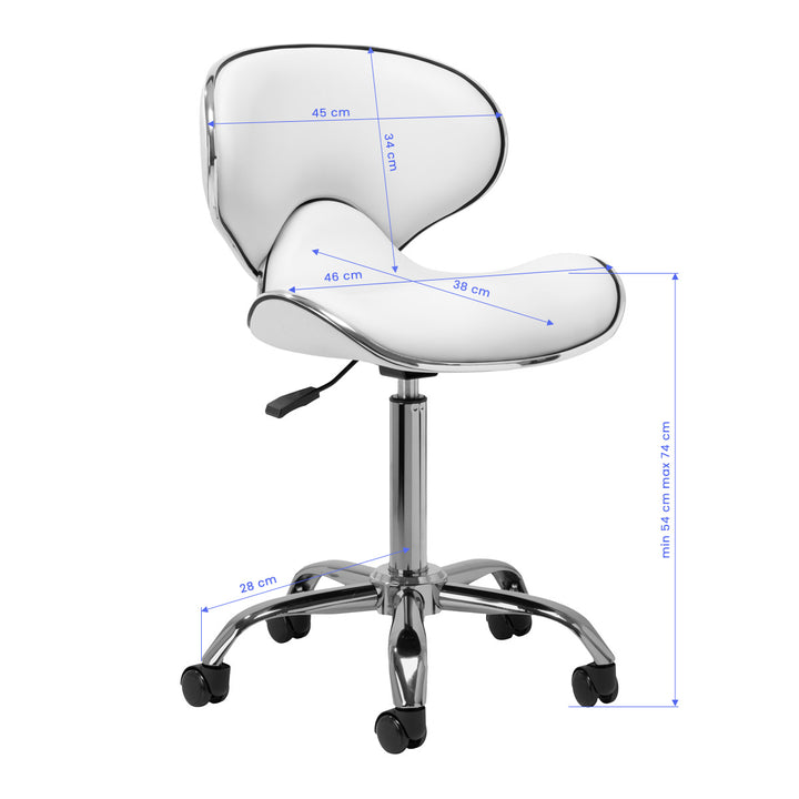 Taburete Ergonómico con Ruedas y Respaldo Gabbiano Q-4599 Blanco - imagen 8
