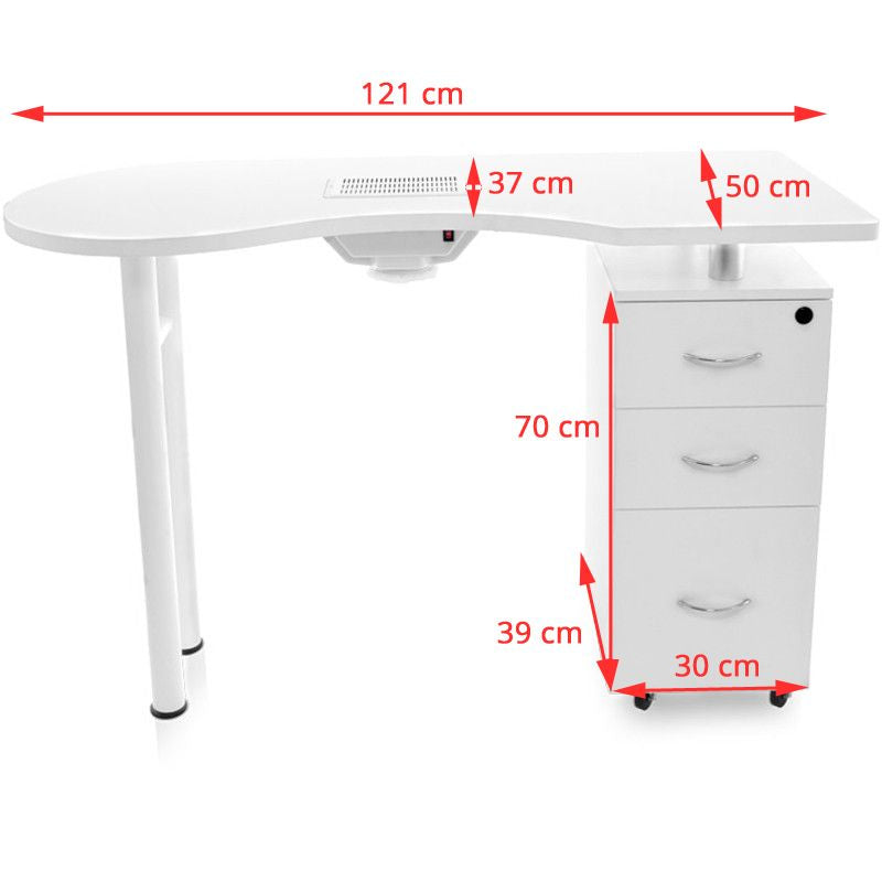 Mesa de manicura 2042 Blanco con aspiración 6
