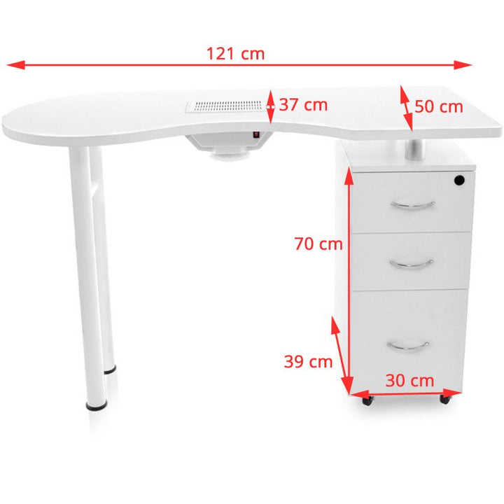 Mesa de manicura 2042 Blanco con aspiración 6