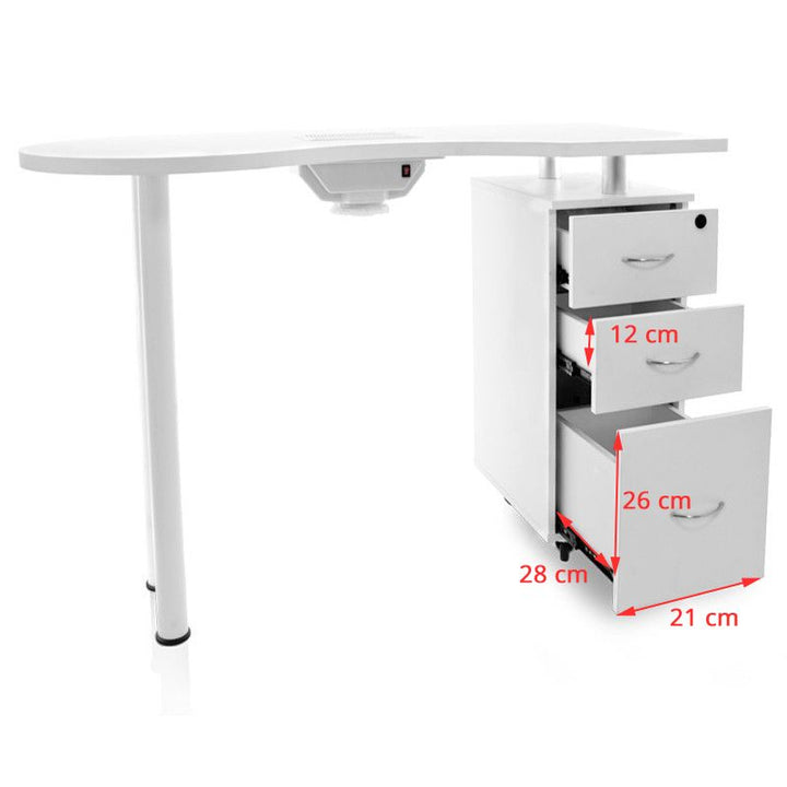 Mesa de manicura 2042 Blanco con aspiración 7