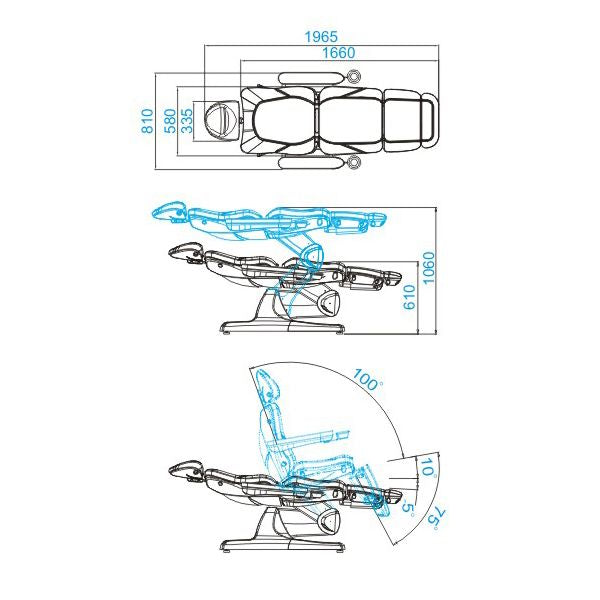 Sillón Estético Eléctrico Azzurro 870 3 Motores Gris