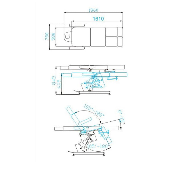 Sillón Estético Eléctrico Azzurro 706 1 Motor Pedi Blanco - imagen 14