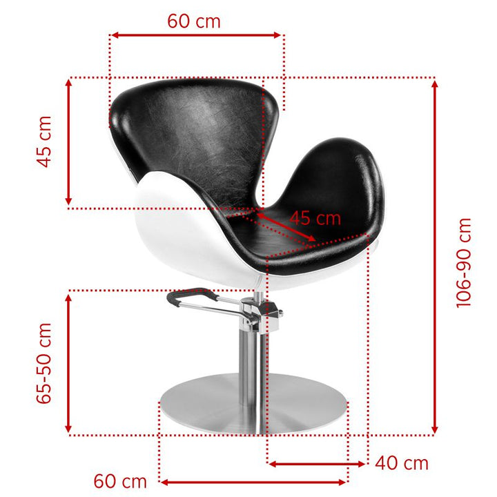 Sillón de peluquería Gabbiano Amsterdam Negro-Blanco - imagen 2