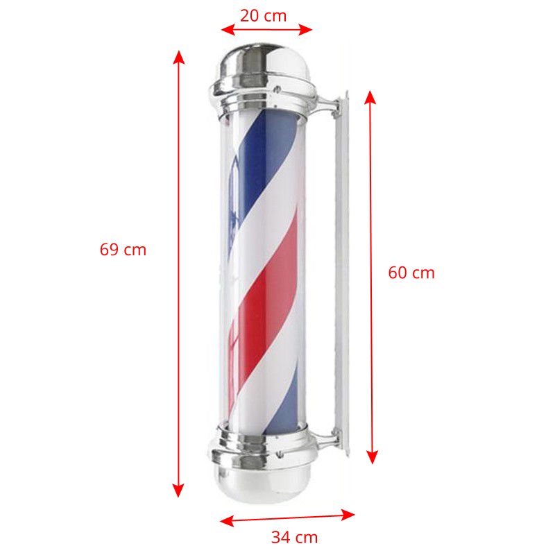 Barber Pole Iluminado y Giratorio Gabbiano BB-02 Plata - imagen 2