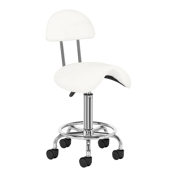 Taburete Ergonómico con Ruedas y Respaldo 6001 Blanco