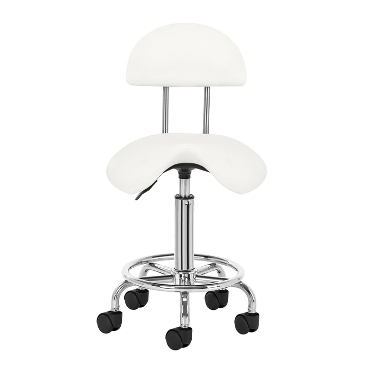 Taburete Ergonómico con Ruedas y Respaldo 6001 Blanco - imagen 2