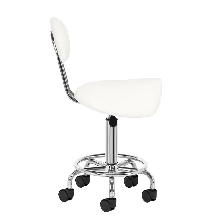 Taburete Ergonómico con Ruedas y Respaldo 6001 Blanco - imagen 3