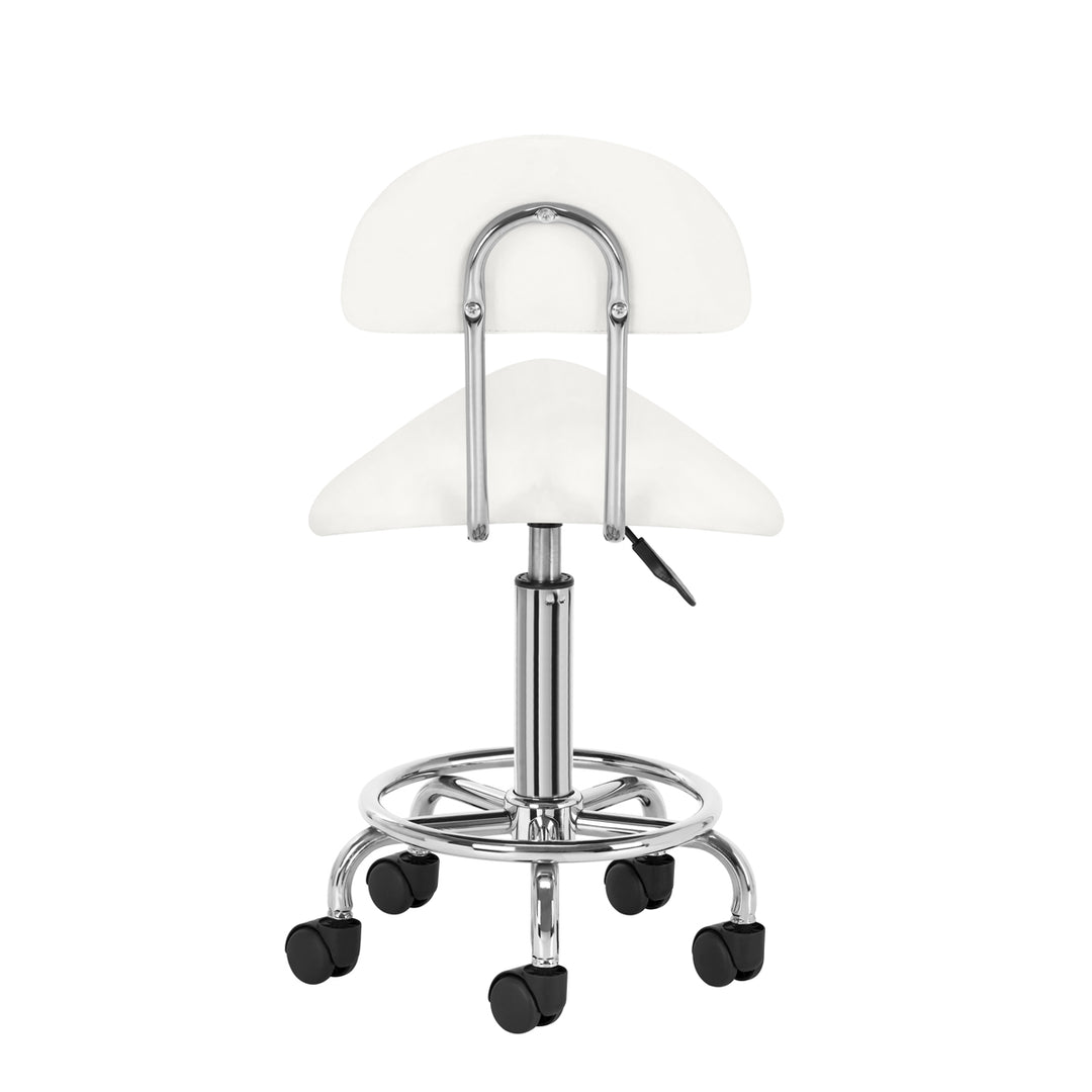 Taburete Ergonómico con Ruedas y Respaldo 6001 Blanco - imagen 4