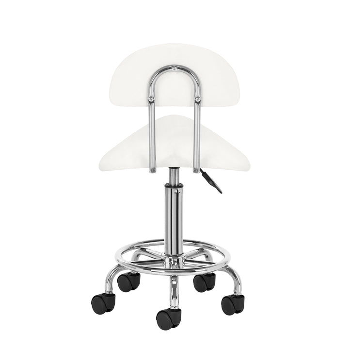 Taburete Ergonómico con Ruedas y Respaldo 6001 Blanco - imagen 4