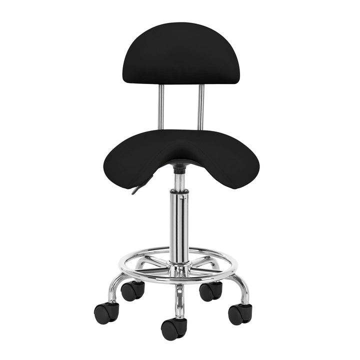 Taburete Ergonómico con Ruedas y Respaldo 6001 Negro - imagen 2