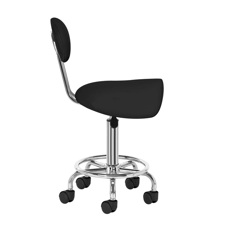 Taburete Ergonómico con Ruedas y Respaldo 6001 Negro - imagen 3