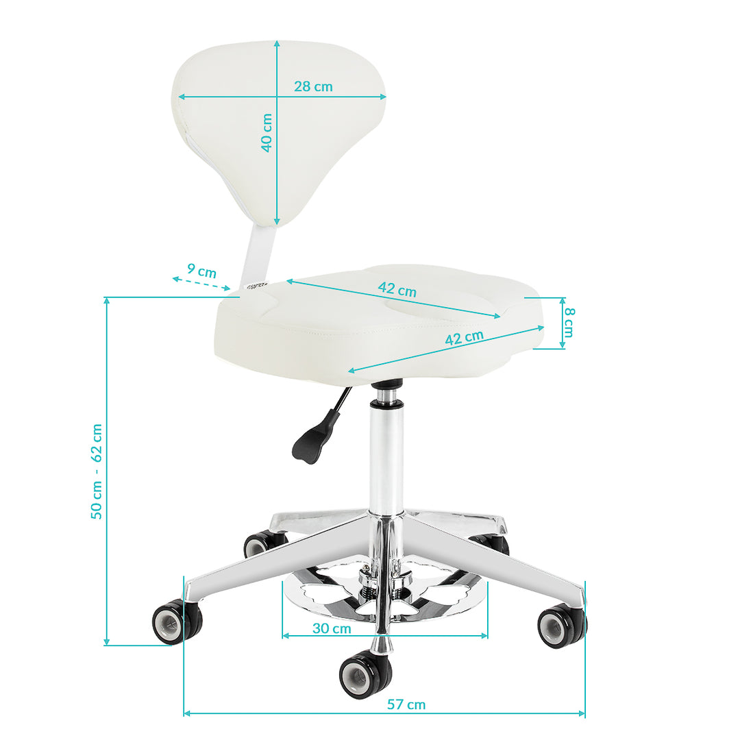 Taburete con Ruedas y Respaldo Azzurro 156F Bump-Up Blanco - imagen 10