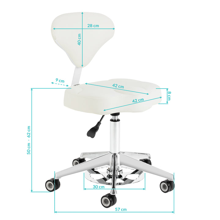 Taburete con Ruedas y Respaldo Azzurro 156F Bump-Up Blanco - imagen 10
