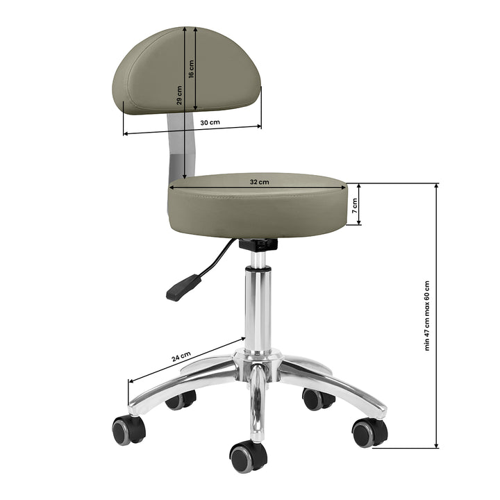 Taburete con Ruedas y Respaldo AM-304 Gris - imagen 7