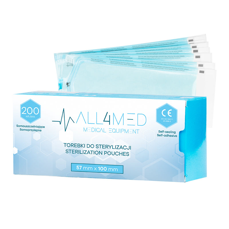 Bolsas de Esterilización para Autoclave All4Med 57 × 105 mm – 200 Unidades 1