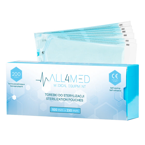 Bolsas de Esterilización para Autoclave All4Med 100 × 230 mm – 200 Unidades