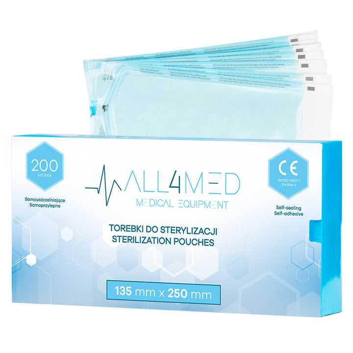 Bolsas de Esterilización para Autoclave All4Med 135 × 250 mm – 200 Unidades 1
