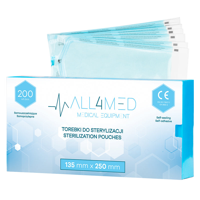 Bolsas de Esterilización para Autoclave All4Med 135 × 250 mm – 200 Unidades 1