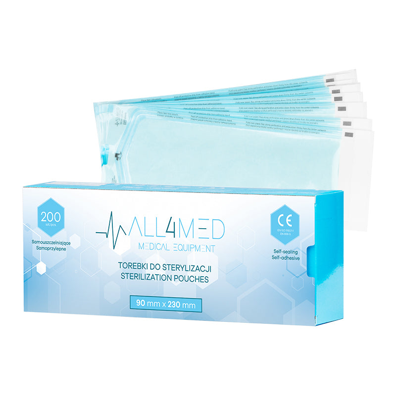 Bolsas de Esterilización para Autoclave All4Med 90 × 230 mm – 200 Unidades 1