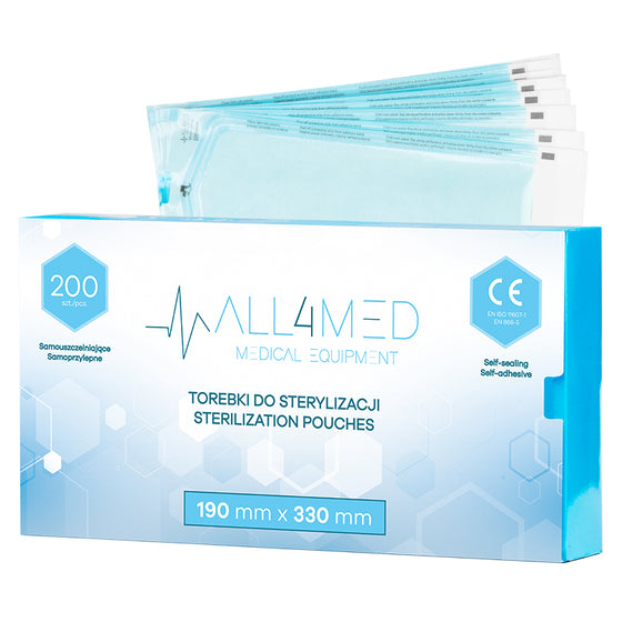 Bolsas de Esterilización para Autoclave All4Med 190 × 330 mm – 200 Unidades