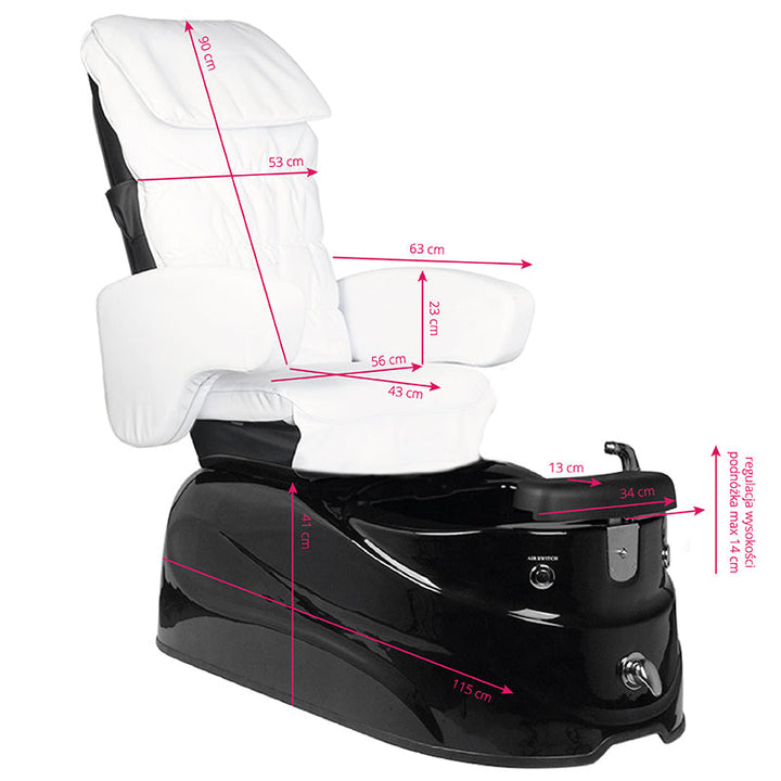 Sillón Pedicura Spa Eléctrico Masaje AS-122 Negro Blanco 2