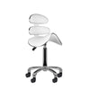 Taburete Ergonómico con Ruedas y Respaldo Eco Cuero AM-880 Blanco