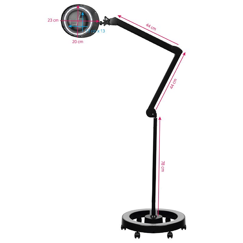 Lámpara lupa Elegante 6025 60 SMD LED 5D de Pie Negro 6