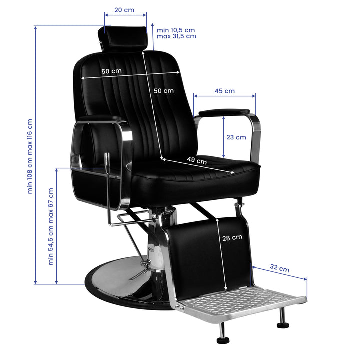 Sillón de Barberia Gabbiano Patrizio Negro - imagen 7
