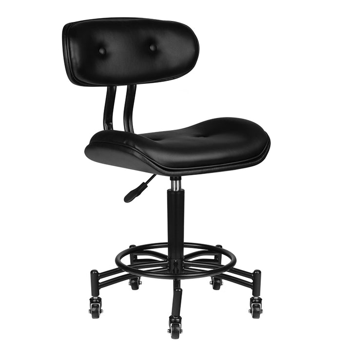 Taburete Ergonómico con Ruedas y Respaldo Gabbiano Florence Negro