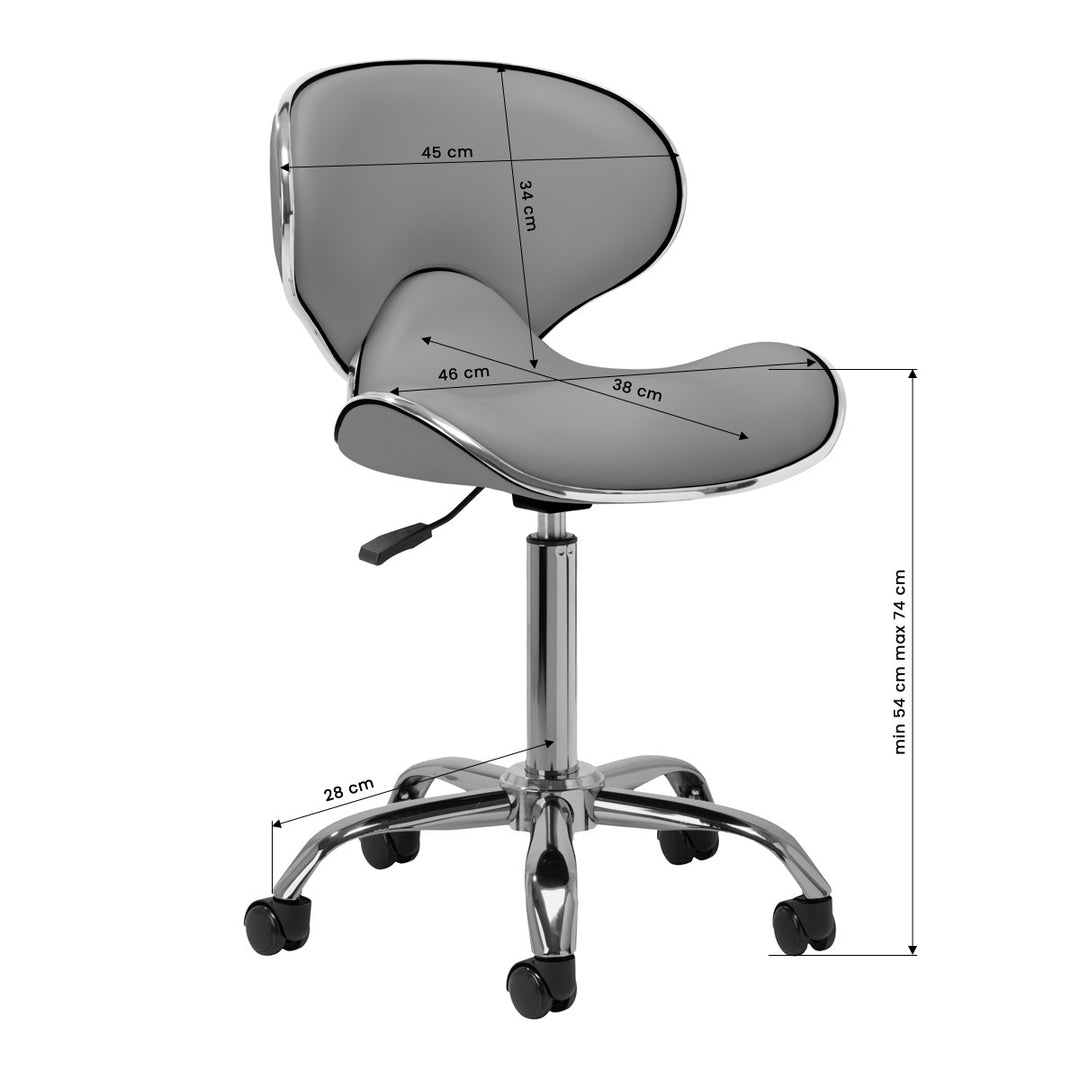 Taburete Ergonómico con Ruedas y Respaldo Gabbiano Q-4599 Gris - imagen 8