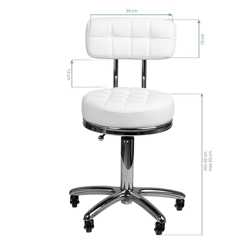 Taburete con Ruedas y Respaldo AM-877 Blanco - imagen 5