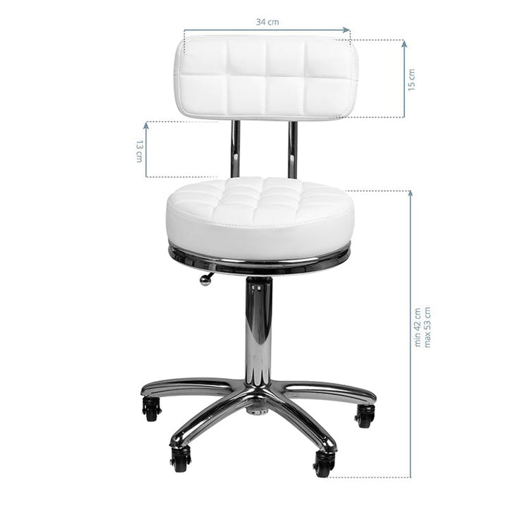 Taburete con Ruedas y Respaldo AM-877 Blanco - imagen 5