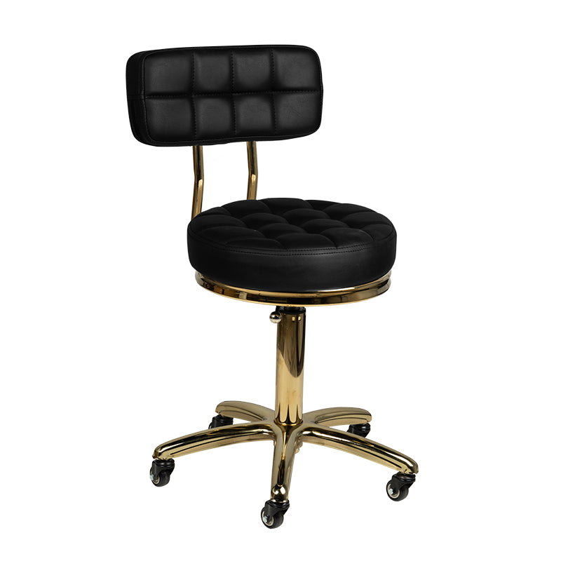 Taburete con Ruedas y Respaldo AM-961 Oro Negro