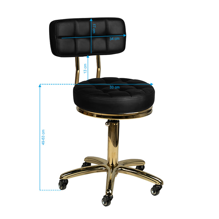 Taburete con Ruedas y Respaldo AM-961 Oro Negro - imagen 5