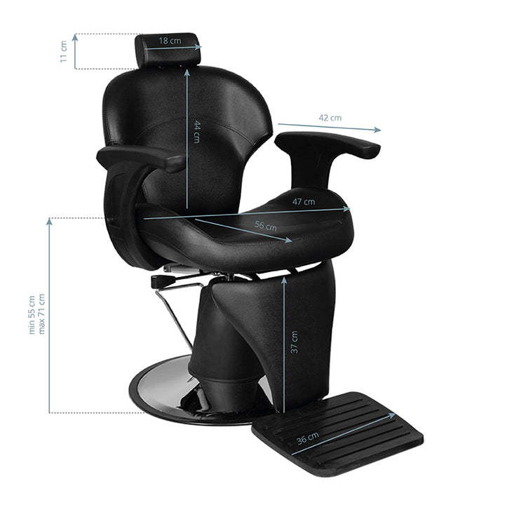 Sillón de Barberia Gabbiano Igor Negro - imagen 5