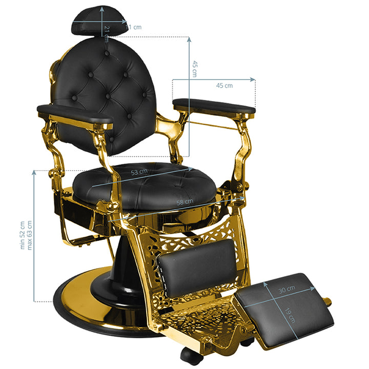 Sillón de Barberia Gabbiano Giulio Oro Negro - imagen 6