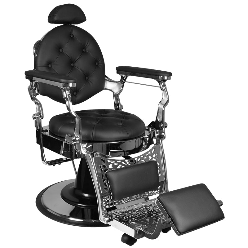 Sillón de Barberia Gabbiano Giulio Plata Negro