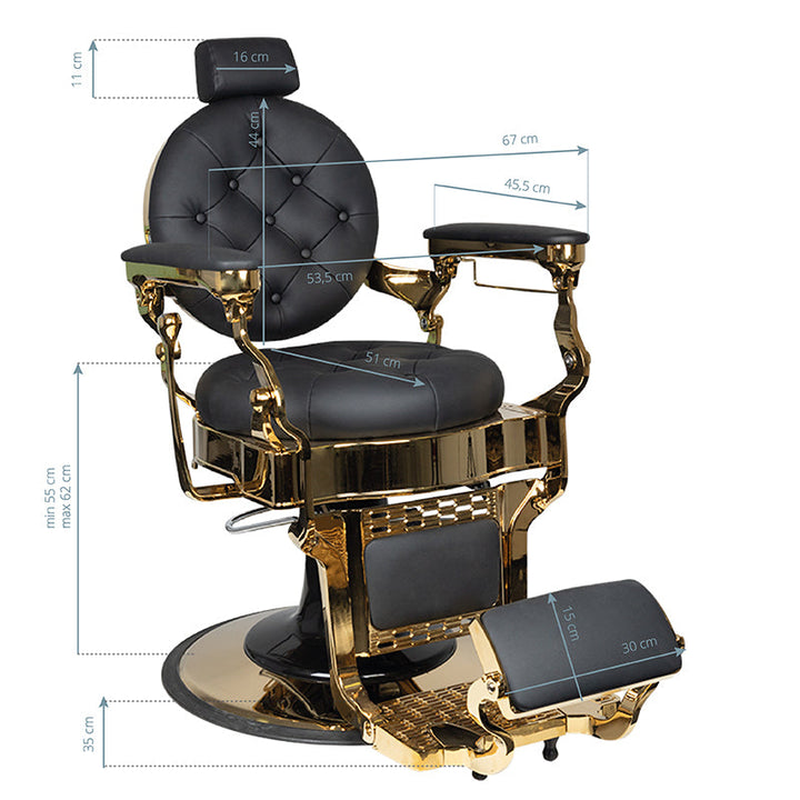 Sillón de barbero Gabbiano Claudius Oro Negro 7